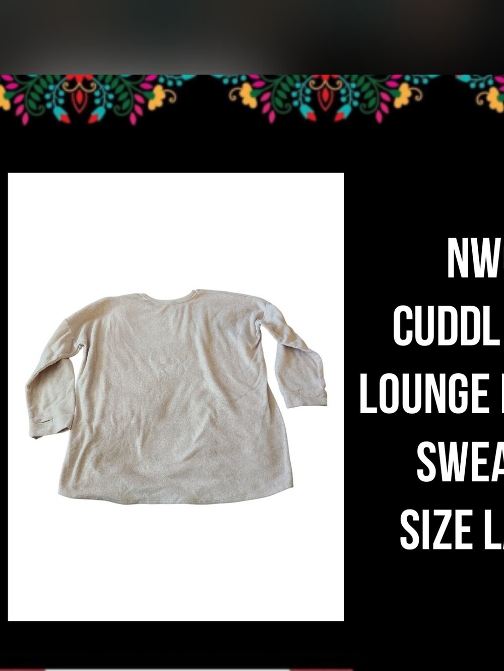 NWOT | CUDDL DUDS | LOUNGE FLEECE SWEATER | SIZE LARGE